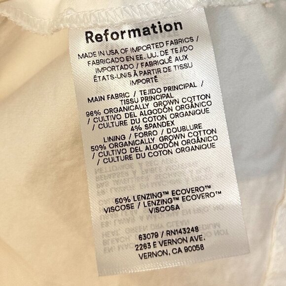 REFORMATION Lovisa Long Sleeve Stretch Organic Cotton Minidress White Size US 2 - Picture 5 of 8